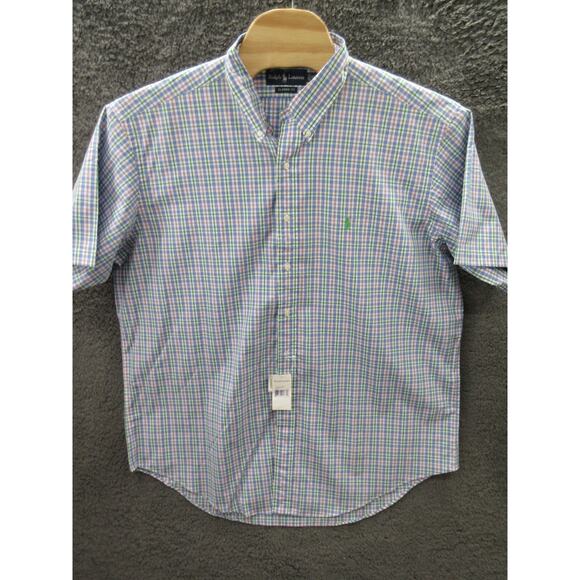 NWT Polo Ralph Lauren Short Sleeve Shirt Mens XXL Graph Check Pink Blue Green - Picture 1 of 14